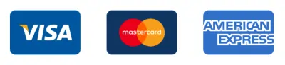Cartes de paiement acceptées : Visa, Mastercard et American Express